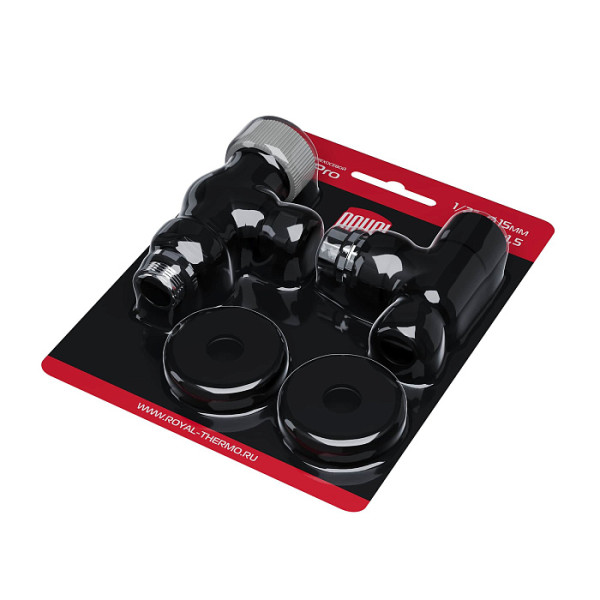 Комплект термостатический осевой 1/2"х15 мм Royal Thermo Design Pro М30х1,5 (Черный) (RATVXO11215BL)