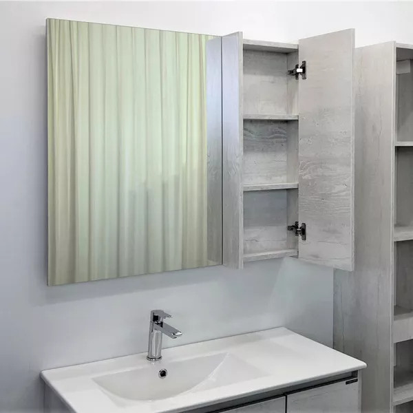 Шкаф зеркальный Comforty Бремен 900x155x800 дуб белый (00004142374)