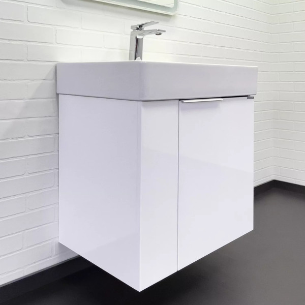 Тумба подвесная с раковиной Comforty Асти 600x455x700 белый глянцевый (00-00019248)