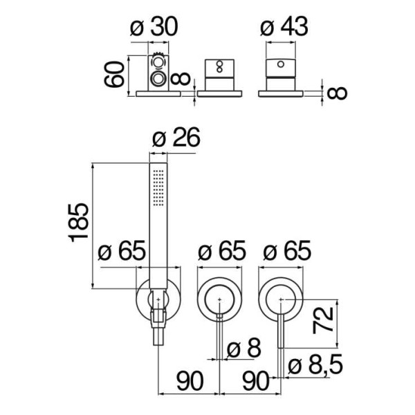 Смеситель для ванны и душа Nobili Live черный (WESK100/1TBM)