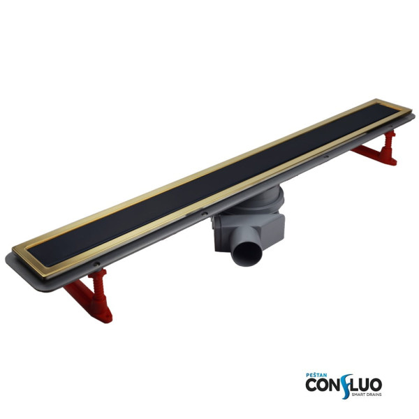 Душевой лоток Pestan Confluo Premium Line 750 Black Glass Gold хром матовый/черное стекло глянец, рамка золото (13100117) Душевой лоток Pestan Confluo Premium Line 750 Black Glass Gold хром матовый/черное стекло глянец, рамка золото (13100117)