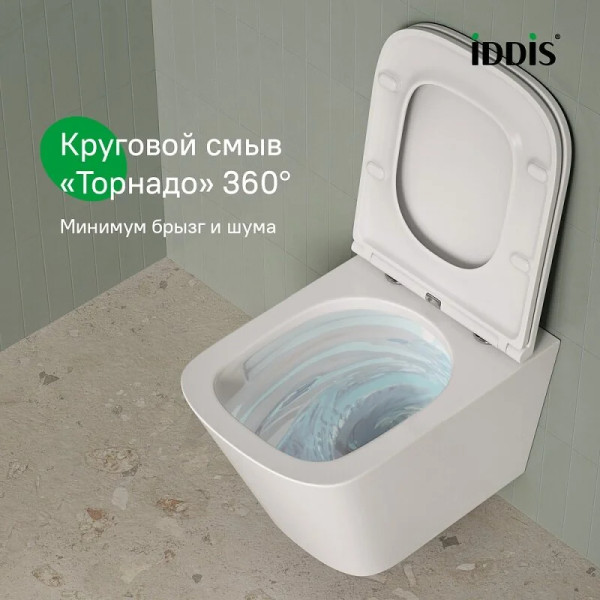 Унитаз подвесной Iddis Bild Q безободковый c системой смыва Торнадо белый (BIQRNSEi25)