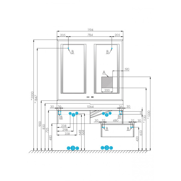 Зеркало Aquaton Сакура 1194x29x1100 серебристый (1.A249.7.02S.KW8.0)