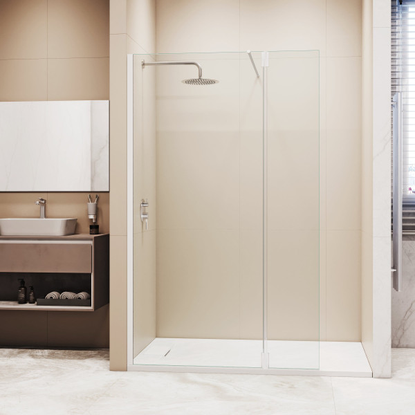 Душевая перегородка RGW WA-051W (WA-010W + Z-071W) 900 стекло прозрачное, профиль Белый (351005193-15)