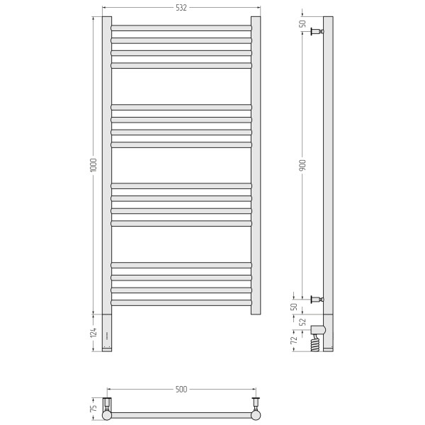 Полотенцесушитель электрический Сунержа Богема 3.0 прямая 1000x500 провод слева матовый белый (30-5804-1050) Полотенцесушитель электрический Сунержа Богема 3.0 прямая 1000x500 провод слева матовый белый (30-5804-1050)