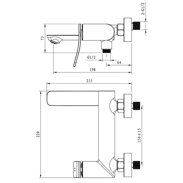 Смеситель для ванны Azario Escaro с ручным душем шланг 150 см графит (AZ-K3074GR)