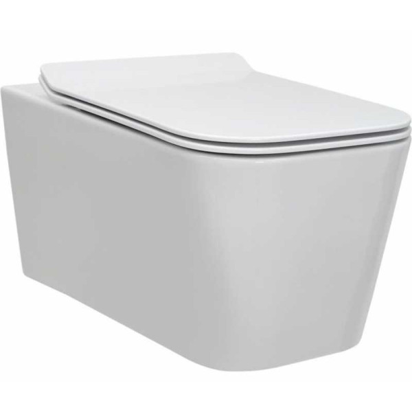 Комплект инсталляция с унитазом Berges: инсталляция NOVUM525, кнопка F3 хром глянец, унитаз FLOE Rimless, сидение дюропласт Floe Slim SO, микр