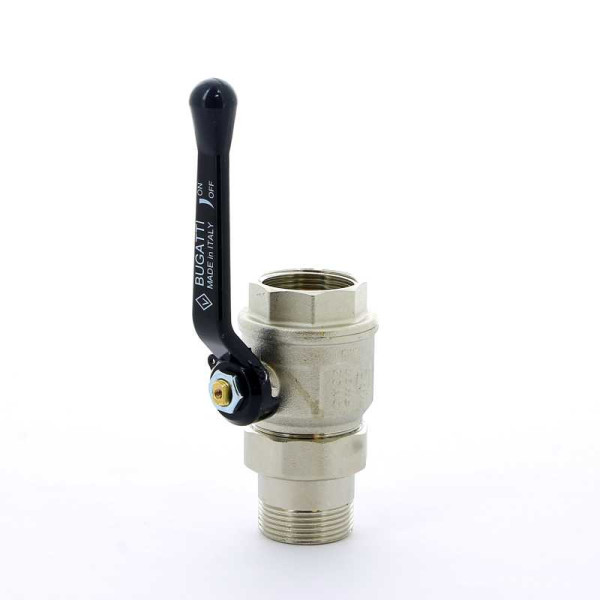 Кран Bugatti 1 1/4" шаровый со сгоном New Jersey 920 (черная ручка) (09200006) Кран Bugatti 1 1/4" шаровый со сгоном New Jersey 920 (черная ручка) (09200006)