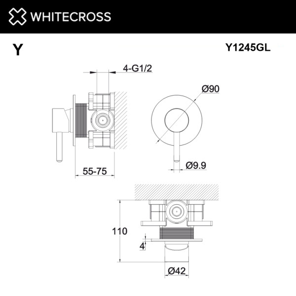 Смеситель для душа Whitecross Y золото (Y1245GL) Смеситель для душа Whitecross Y золото (Y1245GL)