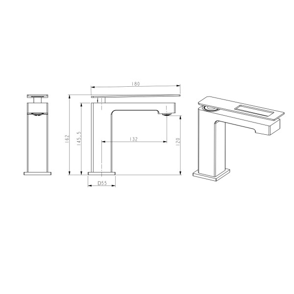Смеситель для раковины Boheme Q B (черный) (141-BB)
