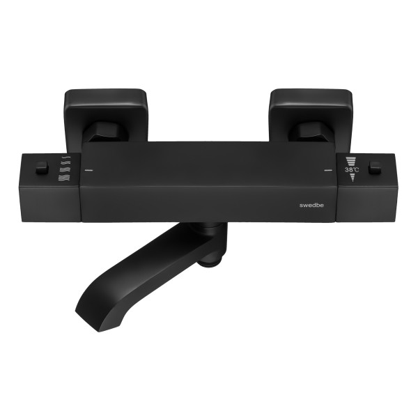 Смеситель для ванны и душа Swedbe Mercury термостат, с повортн.изливом черный (9062B)