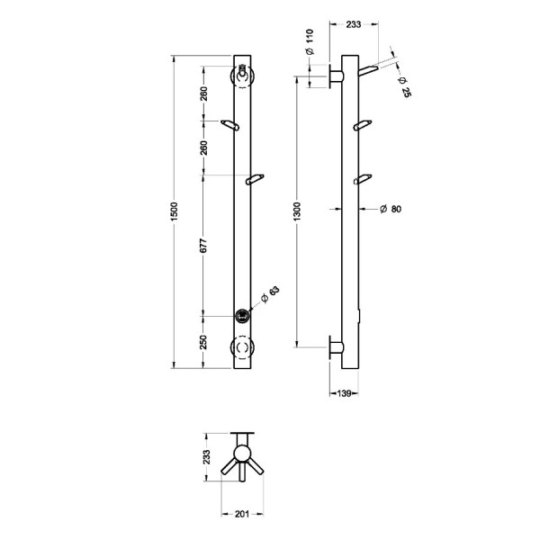 Полотенцесушитель электрический Boheme OAK 201x1500 BR (бронза) (724-BR)