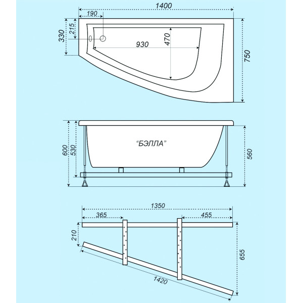Ванна акриловая Triton Бэлла 140х76 L Ванна акриловая Triton Бэлла 140х76 L