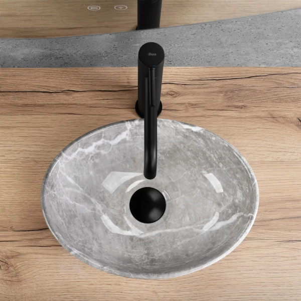 Раковина накладная REA Sofia mini Gridgio 35x27x13 мрамор (REA-U9237)