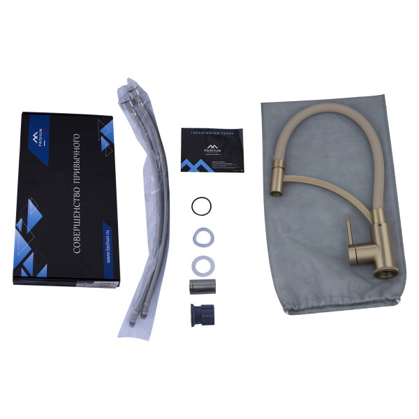 Смеситель для кухни Fashun с гибким изливом бронза (A54033-21)