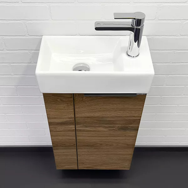 Тумба подвесная с раковиной Comforty Асти 400x220x700 дуб темно-коричневый (00-00015420)