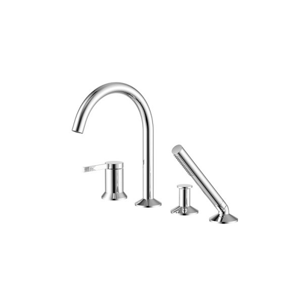 Смеситель на борт ванны Azario Flame с душевым комплектом хром (AZ-VPC258320C)