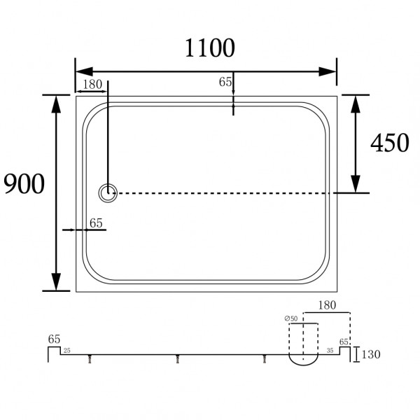 Душевой поддон Abber 110x130x90 белый (AD3C119)
