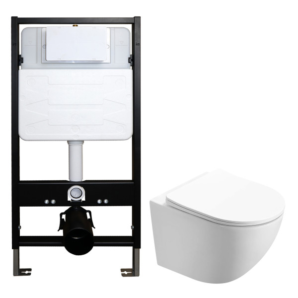 Инсталляция для подвесного унитаза Azario Forte+подвесной унитаз Azario с сиденьем микролифт (AZ-100-100F+AZ-0093UQ3)