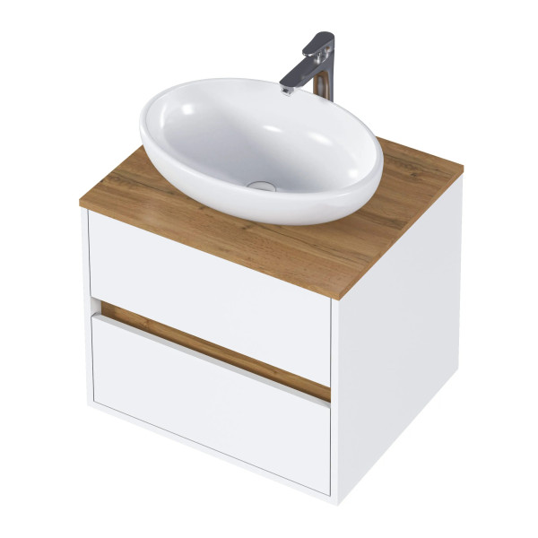 Тумба подвесная 1Marka Veil 600x500x500 белый/дуб ватан (Ц0000035552)