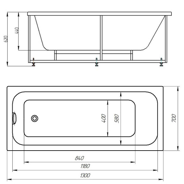 Ванна акриловая Azario Bella 130x70x62 белая (AV.0020130)