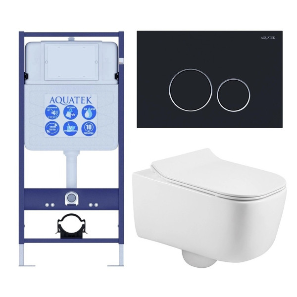 Комплект нсталляция c унитазом Aquatek Лугано-020 4в1 рама Standard INS-0000012+ крепеж KKI-0000002+клавиша KDI-0000020+унитаз Лугано AQ2002-00 с то