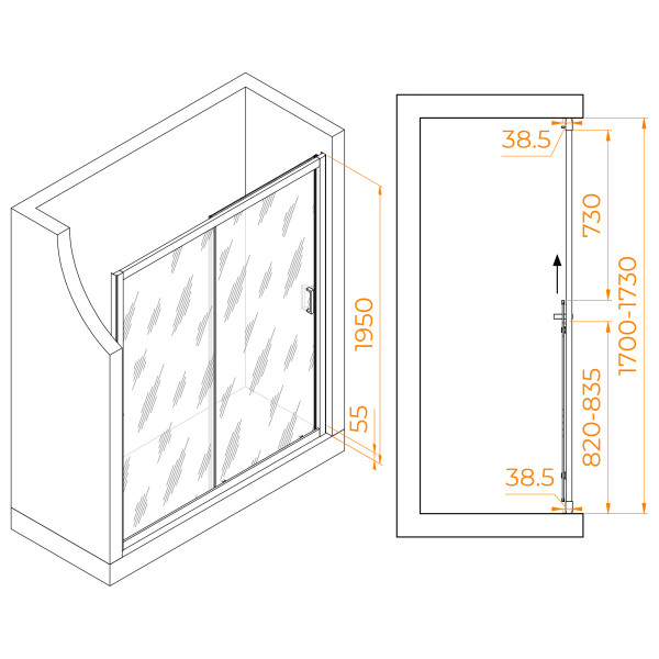 Душевая дверь RGW Passage 170x195 стекло прозрачное, профиль черный (350801617-14) Душевая дверь RGW Passage 170x195 стекло прозрачное, профиль черный (350801617-14)