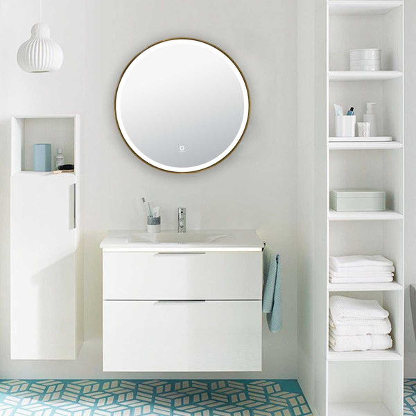 Зеркало Azario D800 сенсорный выключатель с функцией диммера, в алюминиевой раме, цвет дерево (AZ-Z-261CS)