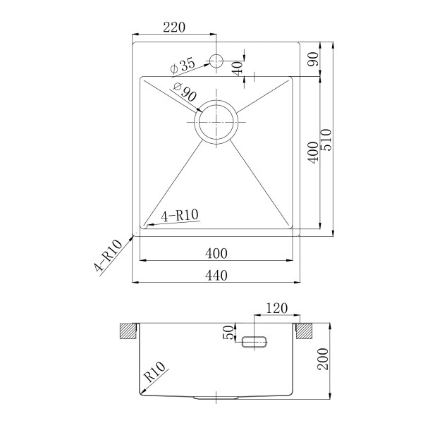 Мойка для кухни врезная Lemark Janga 440 440x510 сталь (9937101)
