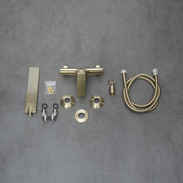 Смеситель для душа Lemark с душевым комплектом брашированное светлое золото (LM7203BG)