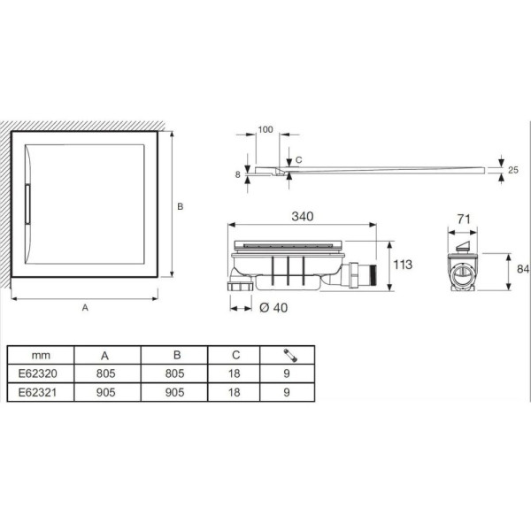 Душевой поддон Jacob Delafon Flight Neus 90x90 белый (E62321-00)