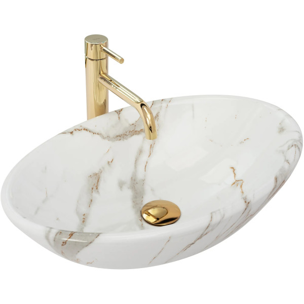 Раковина накладная Rea Pamela 53x33 мрамор (REA-U9685)