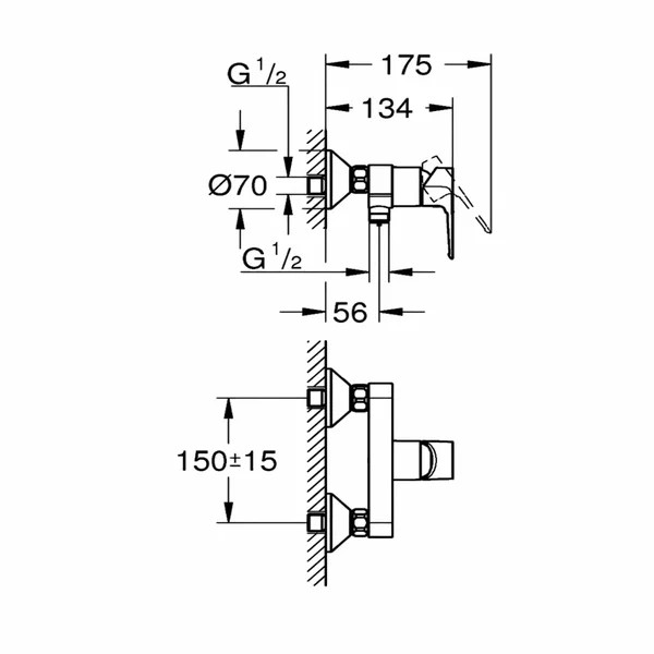 Смеситель для душа Grohe Bau Loop (хром)