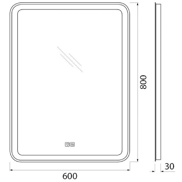 Зеркало с подсветкой BelBagno SPC-MAR 60x80 с подогревом (SPC-MAR-600-800-LED-TCH-WARM)