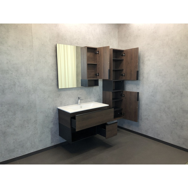 Тумба подвесная с раковиной Comforty Франкфурт 900x465x560 дуб шоколадно-коричневый (00004150657)