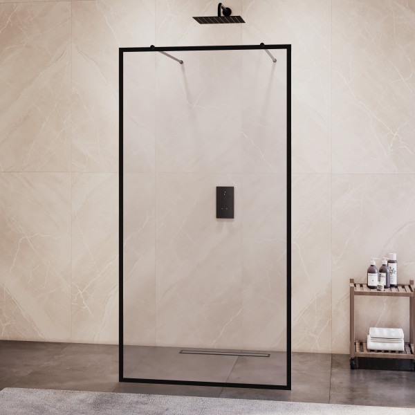 Душевая перегородка RGW WA-017B 1200 стекло рисунок-черный принт, профиль черный (35101712-84)