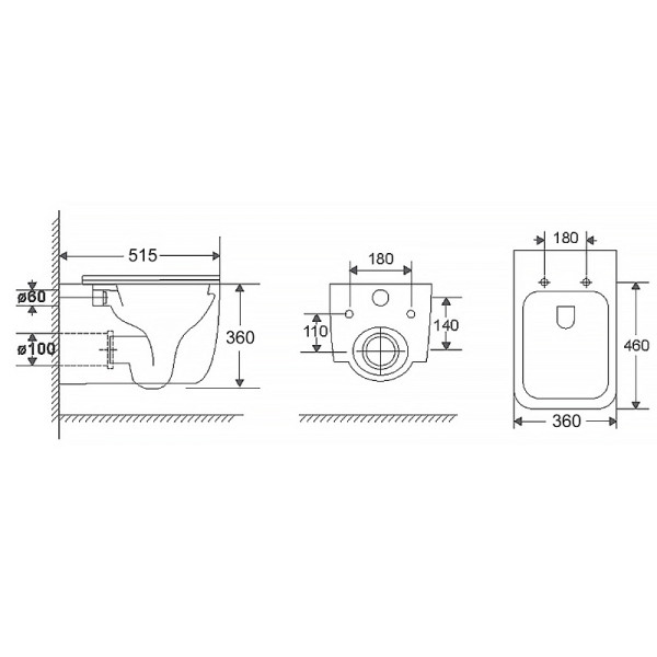 Подвесной унитаз Flavia торнадо 515x360x360 (AZ-0076-UQ1)