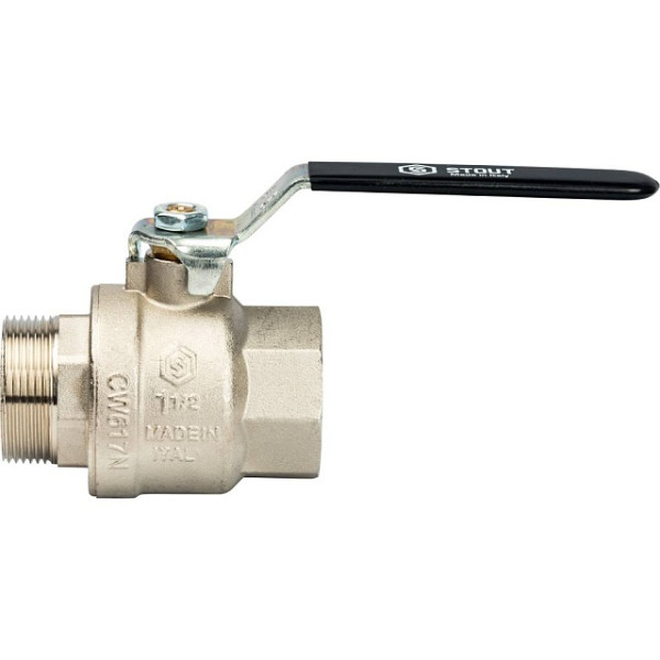 Кран 1 1/2" ВН шаровый Stout (черная ручка, полнопроходной) (SVB-0003-000040)