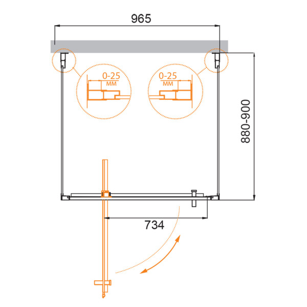 Душевой уголок Cezares Molveno 100x90x195 стекло прозрачное, профиль хром (MOLVENO-BA2-100/90-C-Cr-IV)