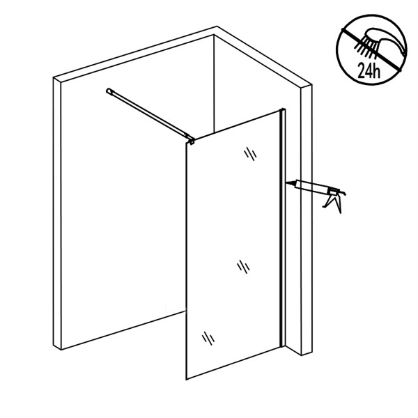 Душевое ограждение Loranto Walk-In 100x200 стекло прозрачное, профиль черный матовый (CS-W04B-10)