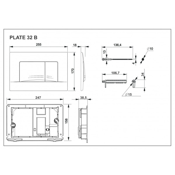 Клавиша смывная Roca In-Wall белый (7.8901.1.30B.0)
