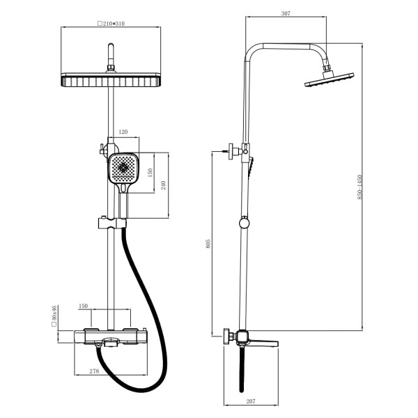 Душевая система Esko черный (STT3054Black)