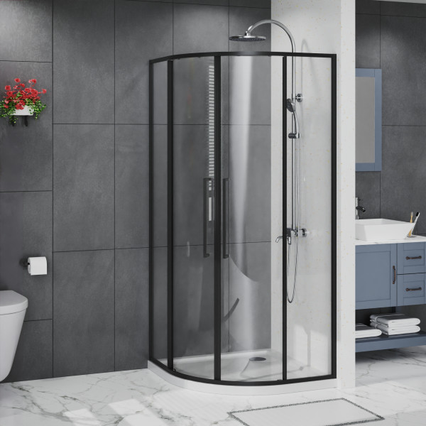 Душевой уголок Azario Shanghai 90x90x195 стекло прозрачное, профиль черный матовый (AZ-S43-90-MB-CL)
