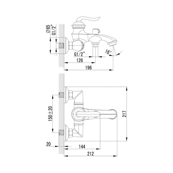 Смеситель для ванны и душа Lemark Brava (LM4712G) Смеситель для ванны и душа Lemark Brava (LM4712G)