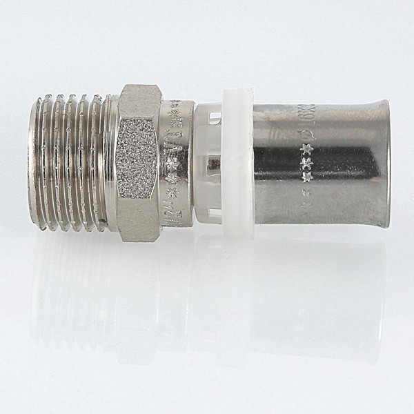 Соединение прямое 20*1/2"Н Valtec (пресс, никель) (VTm.201.N.002004) Соединение прямое 20*1/2"Н Valtec (пресс, никель) (VTm.201.N.002004)