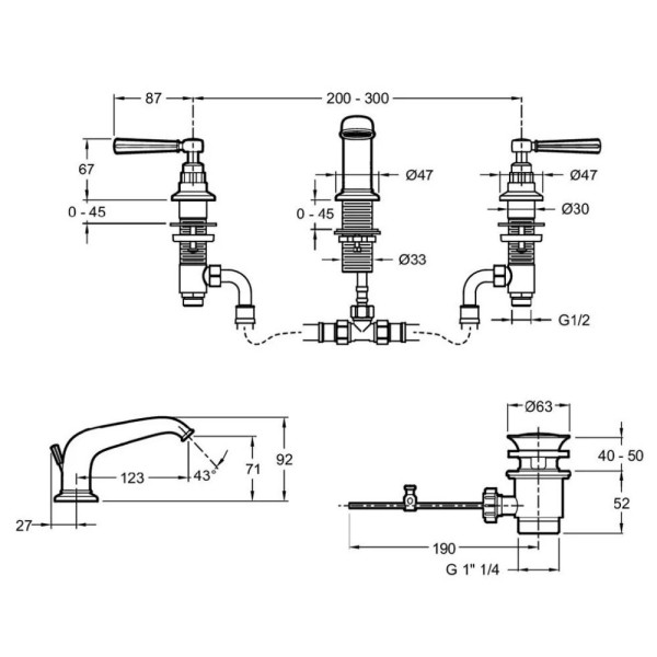 Смеситель для раковины Jacob Delafon Cleo 1889 с донным клапаном золотой (E24305-BGG) Смеситель для раковины Jacob Delafon Cleo 1889 с донным клапаном золотой (E24305-BGG)