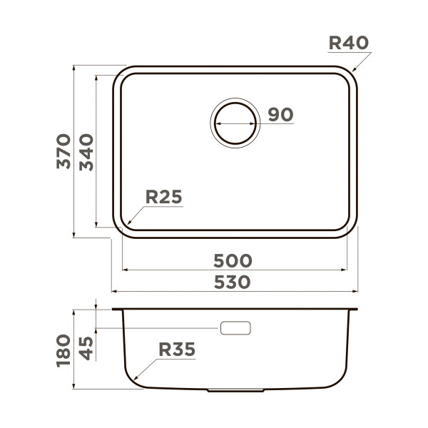 Мойка для кухни врезная Omoikiri Omi 53-U/I Ultra Mini-GB нерж. сталь/графит (4997418)