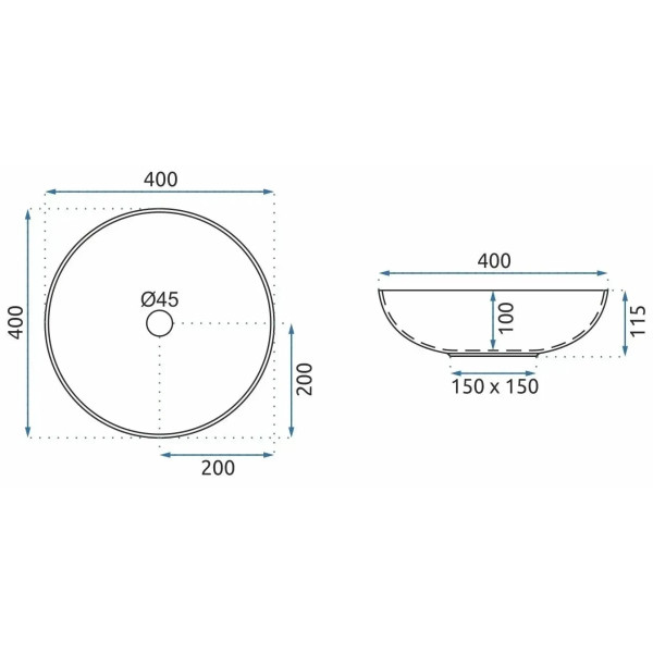 Раковина накладная REA Aztec 40x40x14 (REA-U7501)