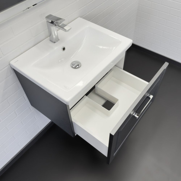 Тумба подвесная Comforty Бредфорд 600x450x450 белый глянцевый с раковиной (00-00020428)