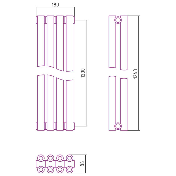 Дизайн-радиатор Сунержа Эстет-00 1200*180 4 секции золотой (03-0332-1204)